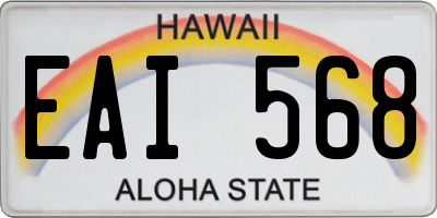 HI license plate EAI568