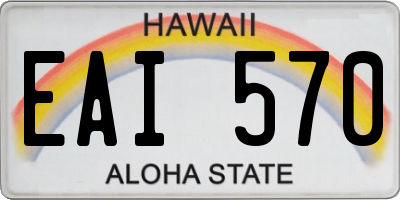 HI license plate EAI570