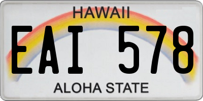 HI license plate EAI578