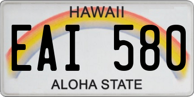 HI license plate EAI580