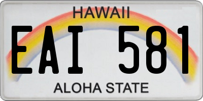 HI license plate EAI581