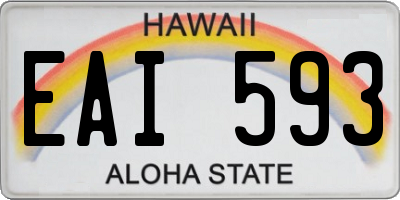 HI license plate EAI593