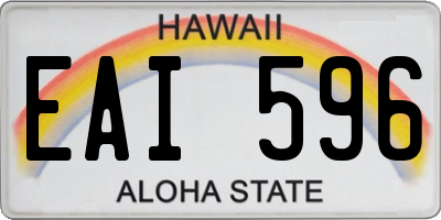 HI license plate EAI596