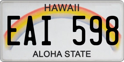 HI license plate EAI598