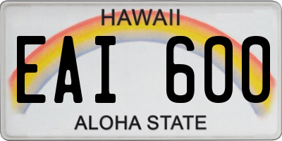 HI license plate EAI600