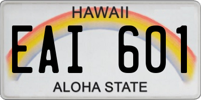 HI license plate EAI601