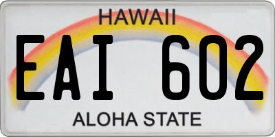 HI license plate EAI602