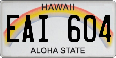 HI license plate EAI604