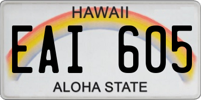 HI license plate EAI605