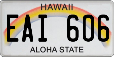 HI license plate EAI606