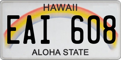 HI license plate EAI608