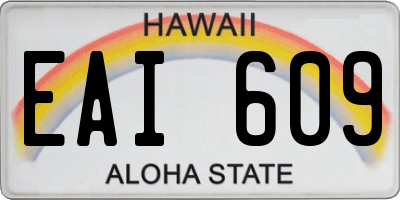 HI license plate EAI609