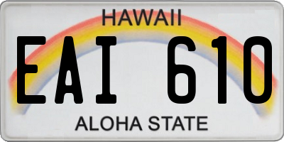 HI license plate EAI610