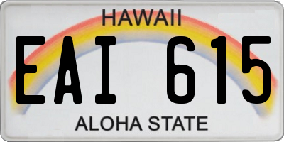 HI license plate EAI615