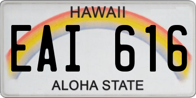 HI license plate EAI616