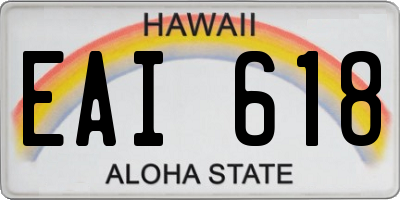 HI license plate EAI618