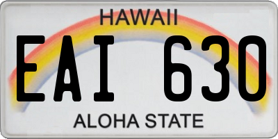 HI license plate EAI630