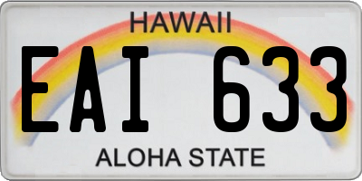 HI license plate EAI633