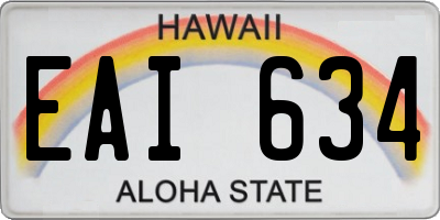 HI license plate EAI634