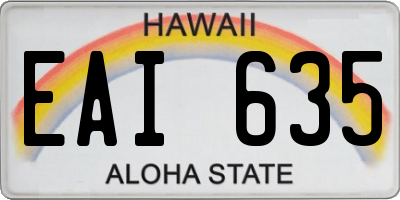 HI license plate EAI635