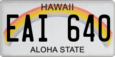 HI license plate EAI640