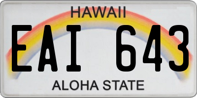 HI license plate EAI643