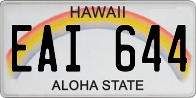 HI license plate EAI644