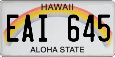 HI license plate EAI645