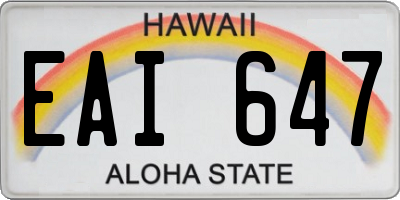 HI license plate EAI647