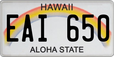 HI license plate EAI650