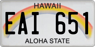 HI license plate EAI651