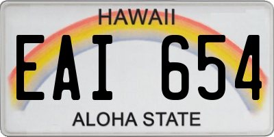 HI license plate EAI654