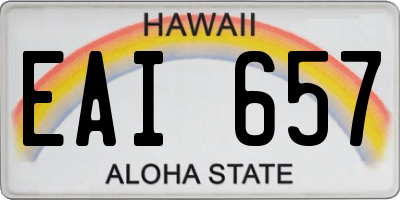 HI license plate EAI657