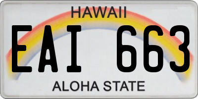 HI license plate EAI663