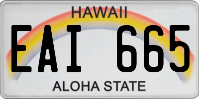 HI license plate EAI665