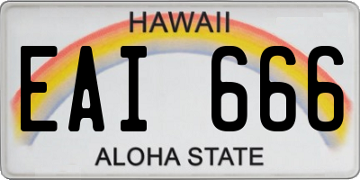 HI license plate EAI666