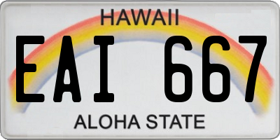 HI license plate EAI667