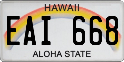 HI license plate EAI668