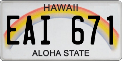 HI license plate EAI671