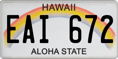 HI license plate EAI672