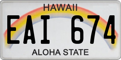 HI license plate EAI674