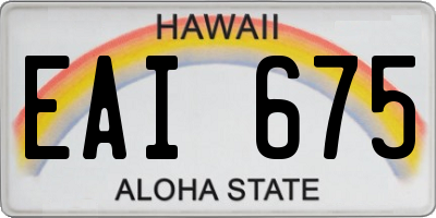 HI license plate EAI675