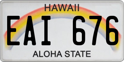 HI license plate EAI676