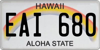 HI license plate EAI680