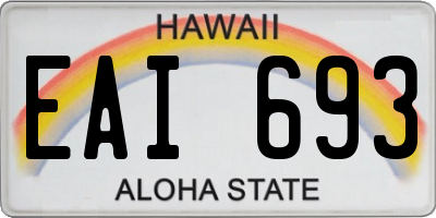 HI license plate EAI693