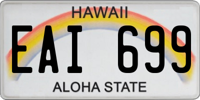 HI license plate EAI699