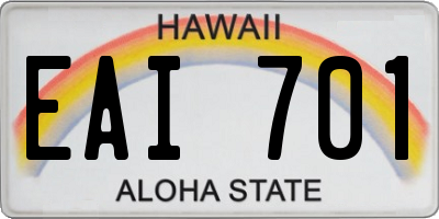 HI license plate EAI701