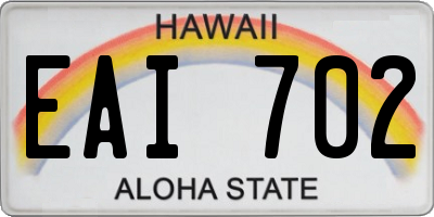 HI license plate EAI702