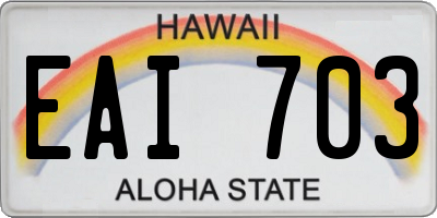 HI license plate EAI703