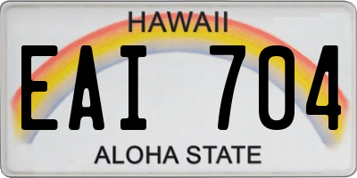 HI license plate EAI704